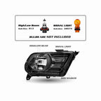 For 2010-2014 Ford Mustang Black Housing Headlight Chrome Corner Lamp Left+Right