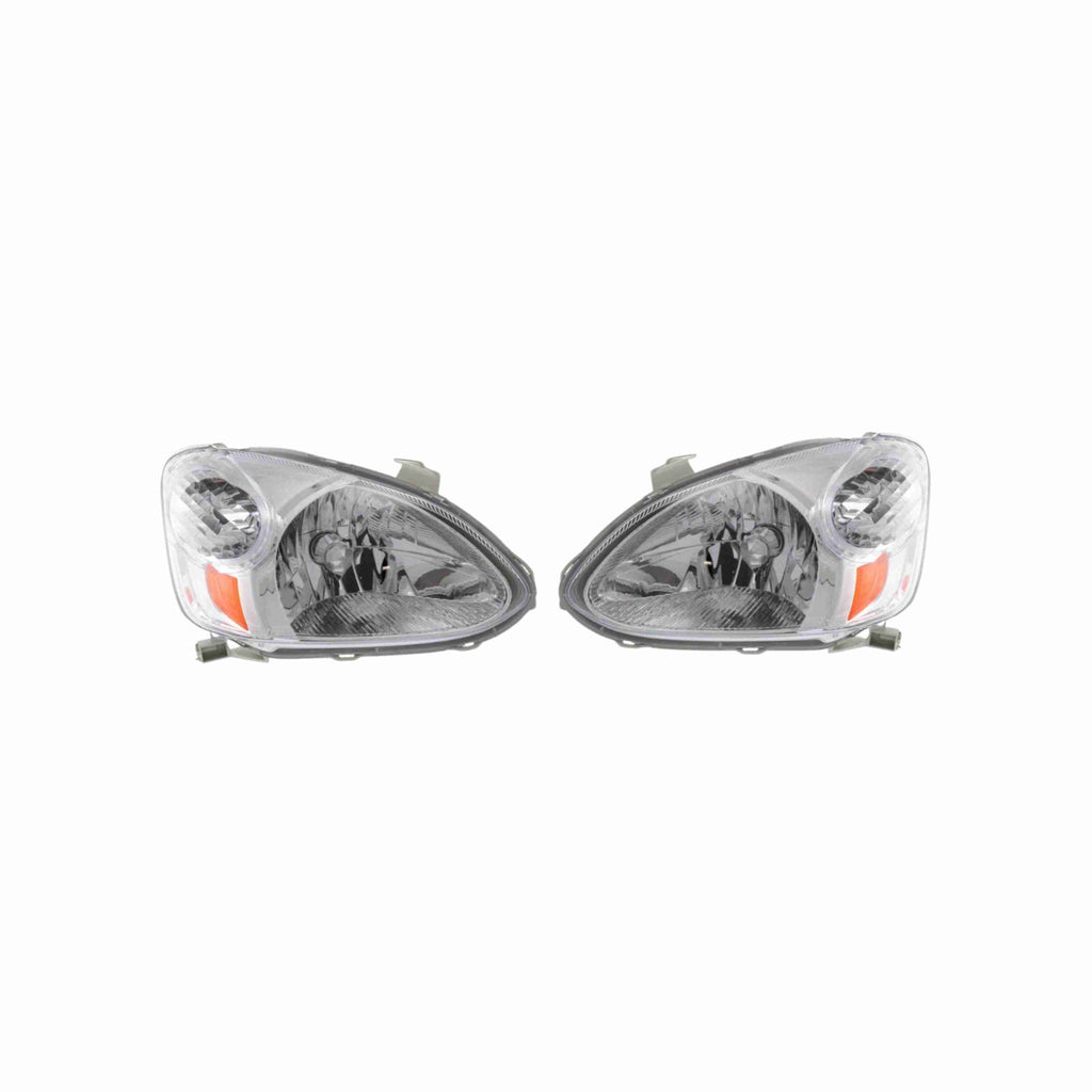 For 2003-2005 Toyota Echo Clear Assembly Headlights Headlamps Chrome Left+Right