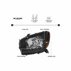 For 2001-2003 Toyota RAV4 Sport Clear Headlights Black Headlamps Set Left+Right