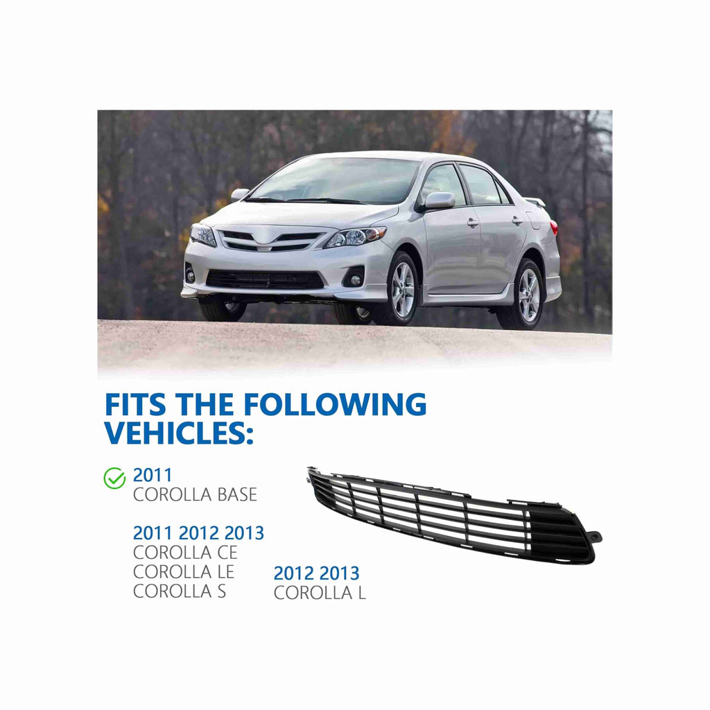For 2011-2013 Toyota Corolla Front Lower Bumper Grille Center Grill Black Horizontal