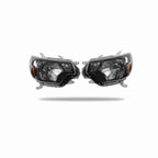 For 2012-2015 Toyota Tacoma Black Headlamp Clear Lens Headlight Left+Right