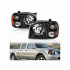 For 2001-2004 Nissan Frontier XE Assembly Headlights Headlamp Black RH+LH Pair