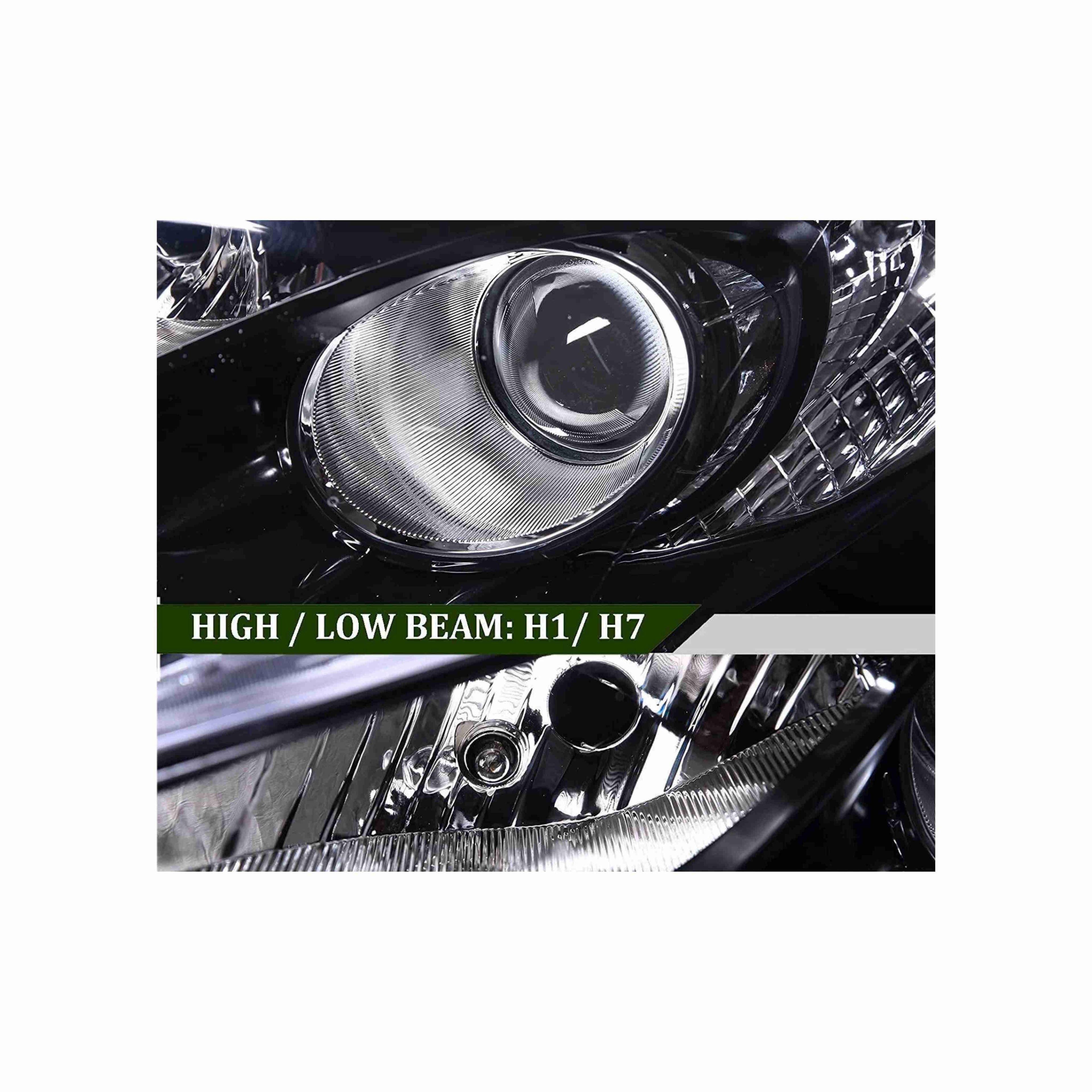 For 2011-2014 Hyundai Sonata Black Headlamp Halogen Clear Headlights Left+Right