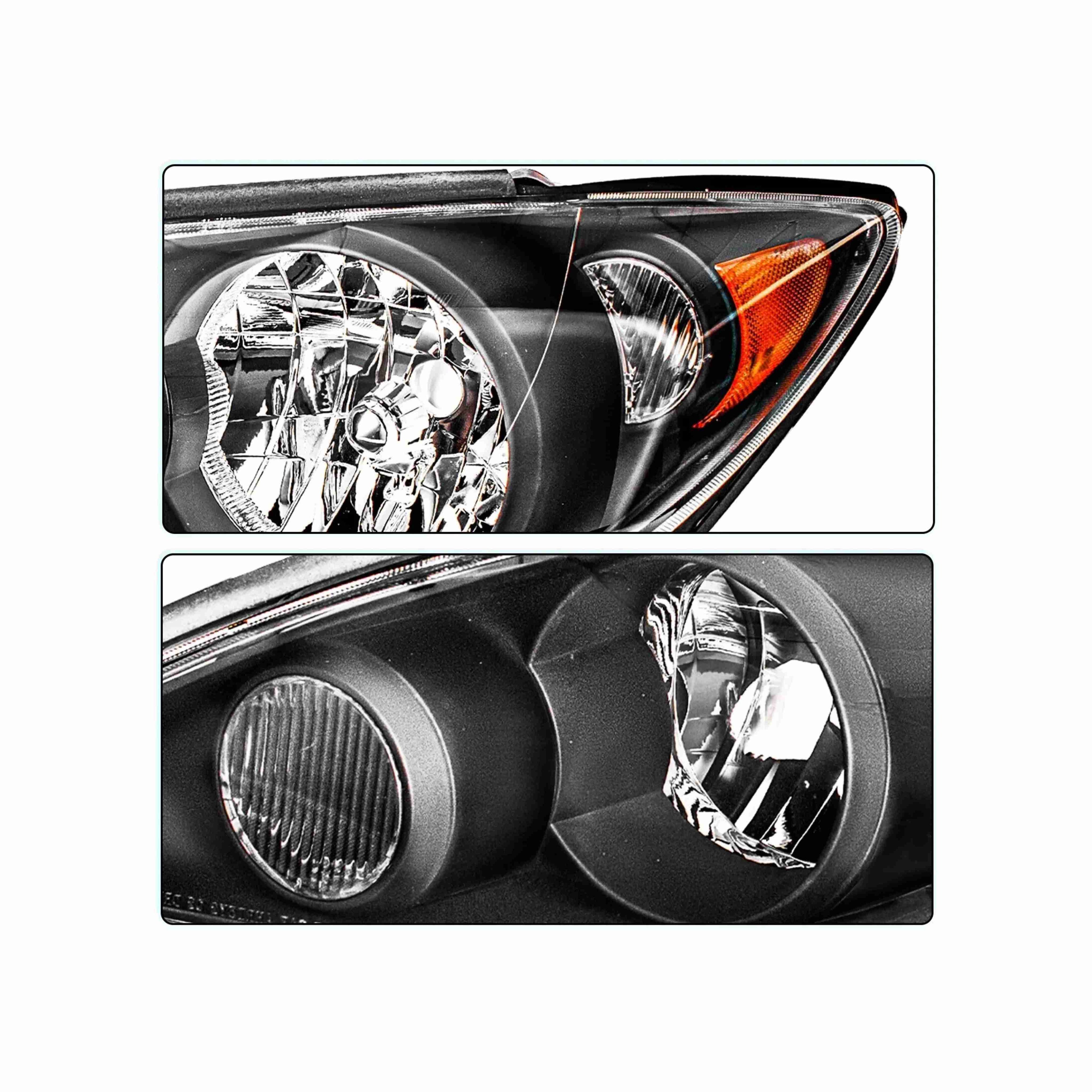 For 2005-2006 Toyota Camry Halogen Clear Lens Headlights Housing Black Headlamps Left+Right