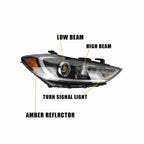 For 2017-2018 Hyundai Elantra Halogen Clear Lens Headlight HeadLamp Housing Black W/Bulb Left+Right