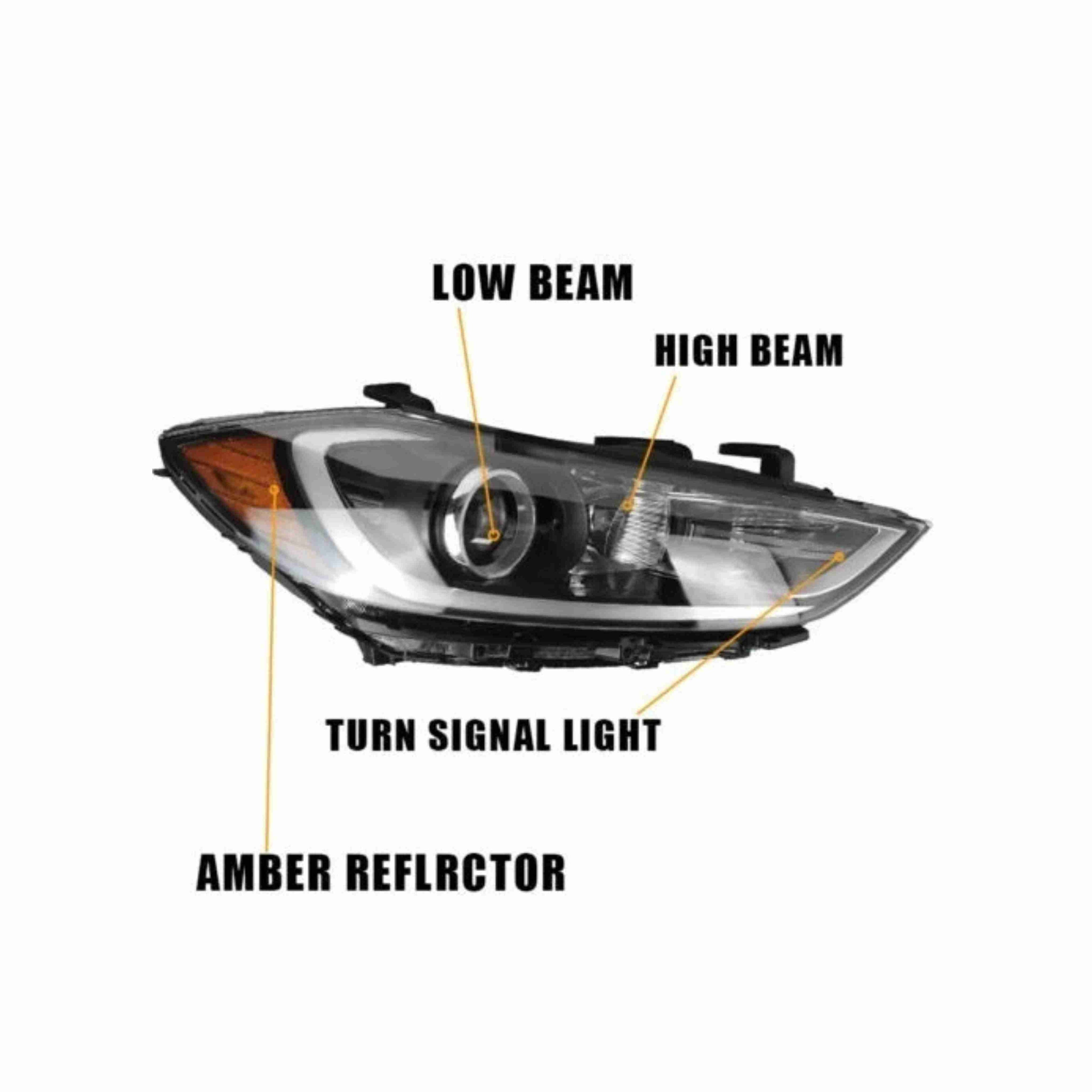 For 2017-2018 Hyundai Elantra Halogen Clear Lens Headlight HeadLamp Housing Black W/Bulb Left+Right