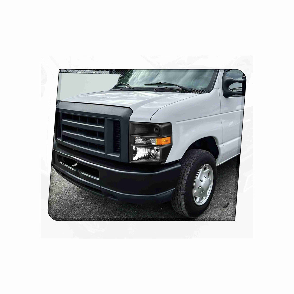 For 2008-2019 Ford E-350 Super Duty 08-14 E-150 Headlight Lamp Black Left+Right
