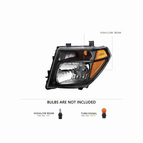 For 05-08 Nissan Frontier 05-07 Pathfinder Black Housing Headlamp Clear Lens Headlight Left+Right