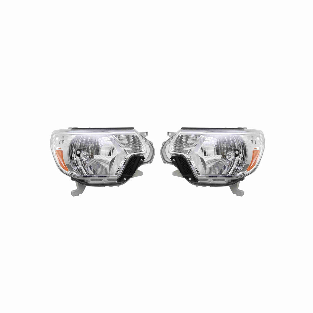 For 2012-2015 Toyota Tacoma Chrome Housing Headlights Headlamps Clear Lens Left+Right Set