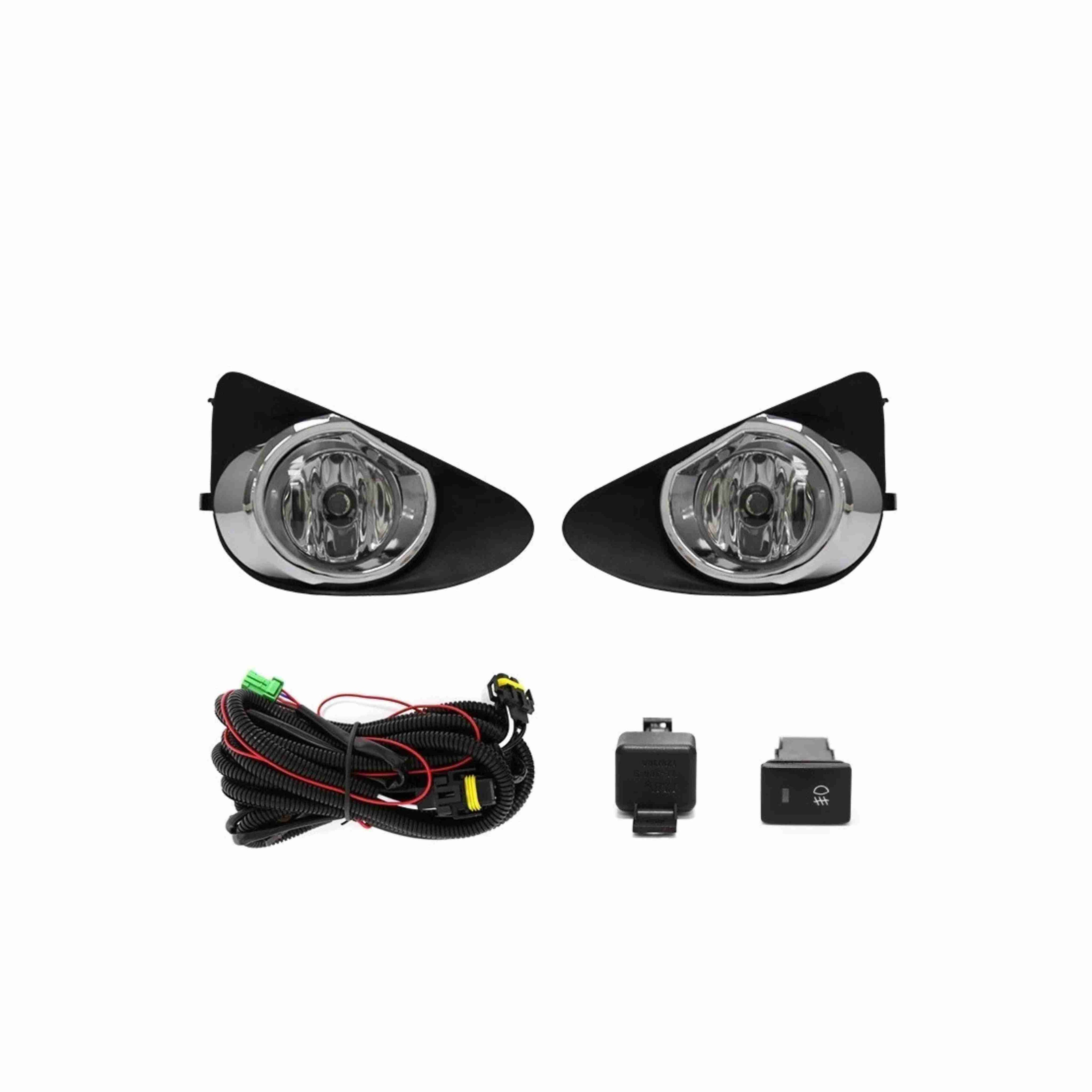 For 2012-2014 Toyota Yaris Hatchback Fog Light Lamp Chrome Housing Left+Right