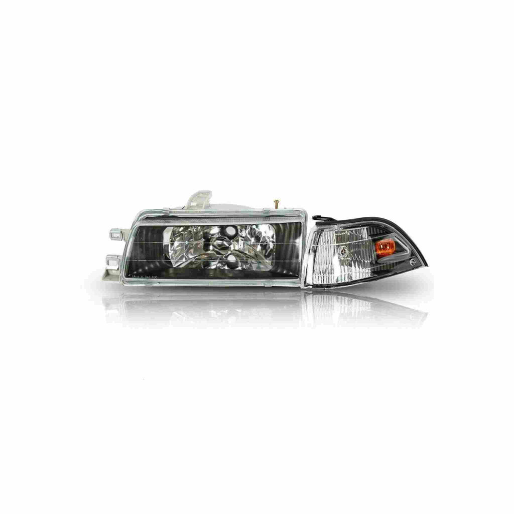 For 1988-1992 Toyota Corolla Sedan EE90-E92-AE90 Headlight Black Lamp Left+Right