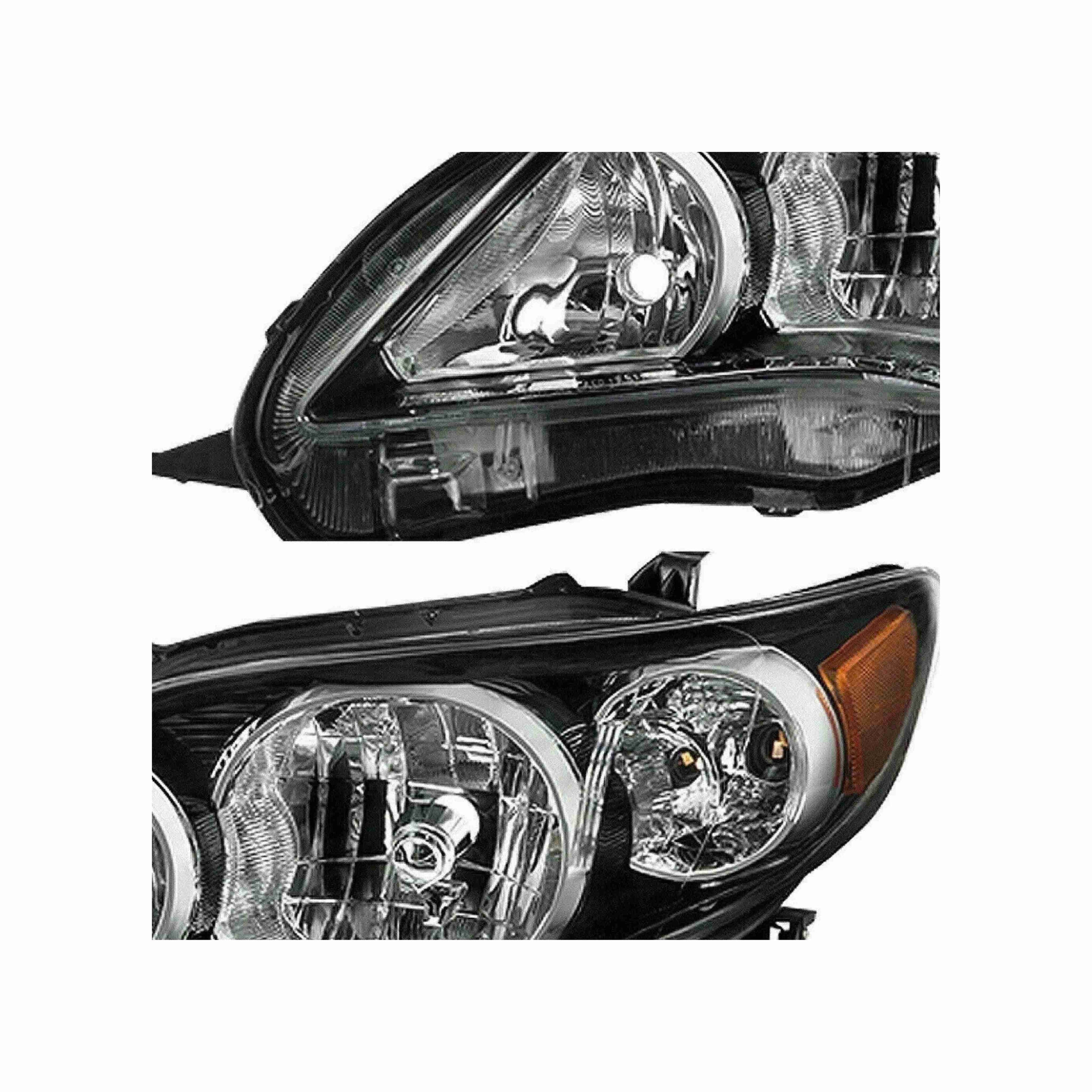 For 2011-2013 Toyota Corolla Black Housing Headlamp Clear Headlight Left+Right