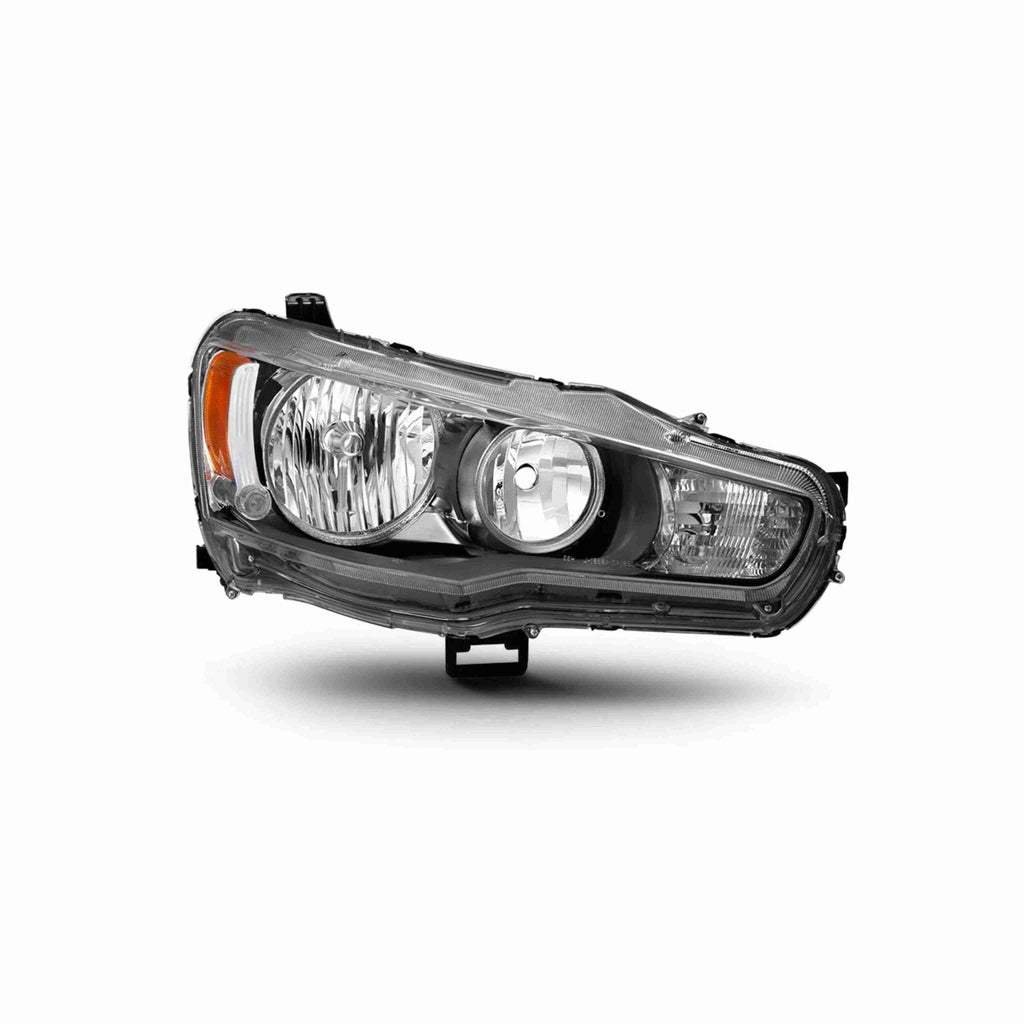 For 2008-2017 Mitsubishi Lancer EVO Headlights Lamps Black Halogen Left+Right