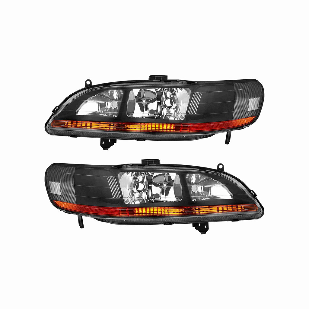 For 1998-2002 Honda Accord 4door Clear Lens Headlight Black Headlamp Left+Right