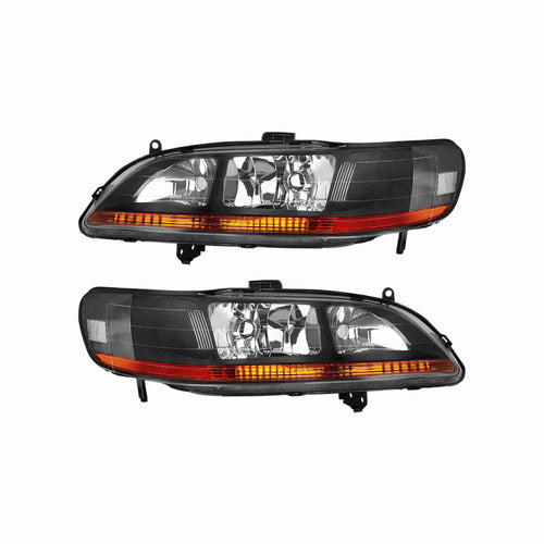 For 1998-2002 Honda Accord 4door Clear Lens Headlight Black Headlamp Left+Right
