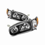 For 2001-2002 Toyota Corolla JDM Clear Lens Headlight Headlamp Housing Black+Corner Lights 4 Pc Left+Right