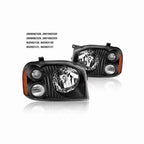 For 2001-2004 Nissan Frontier XE Assembly Headlights Headlamp Black RH+LH Pair