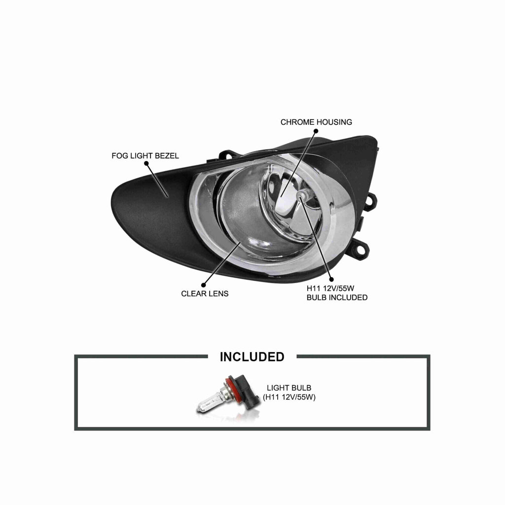 For 2012-2014 Toyota Yaris Hatchback Fog Light Lamp Chrome Housing Left+Right