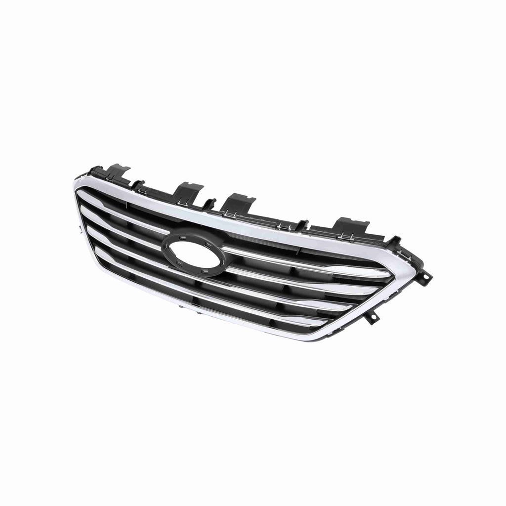 For 2015-2017 Hyundai Sonata Front Bumper Upper Grille Black Chrome Trim Grill