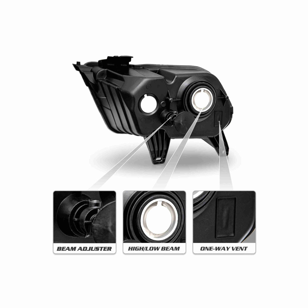 For 2010-2014 Ford Mustang Black Housing Headlight Chrome Corner Lamp Left+Right