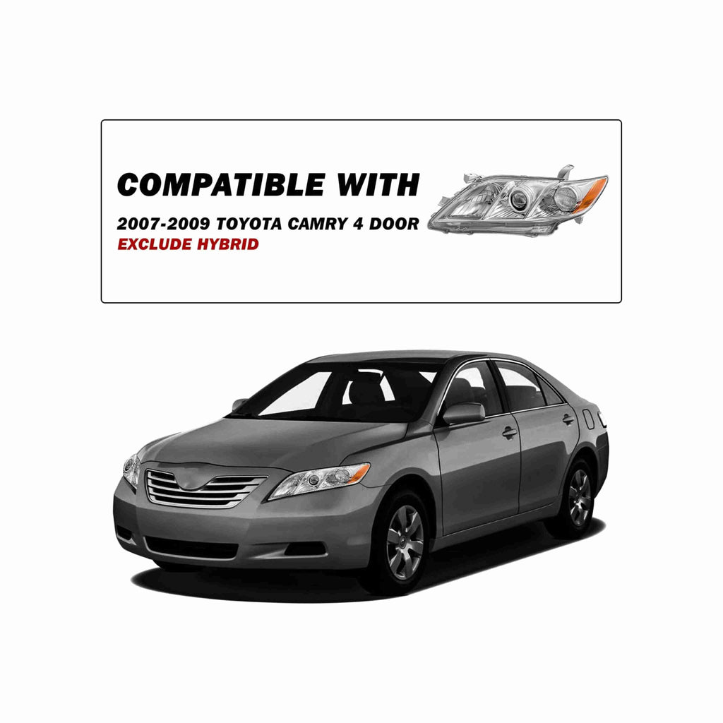 For 2007-2009 Toyota Camry Projector Headlight Chrome Clear Lamp Right+Left
