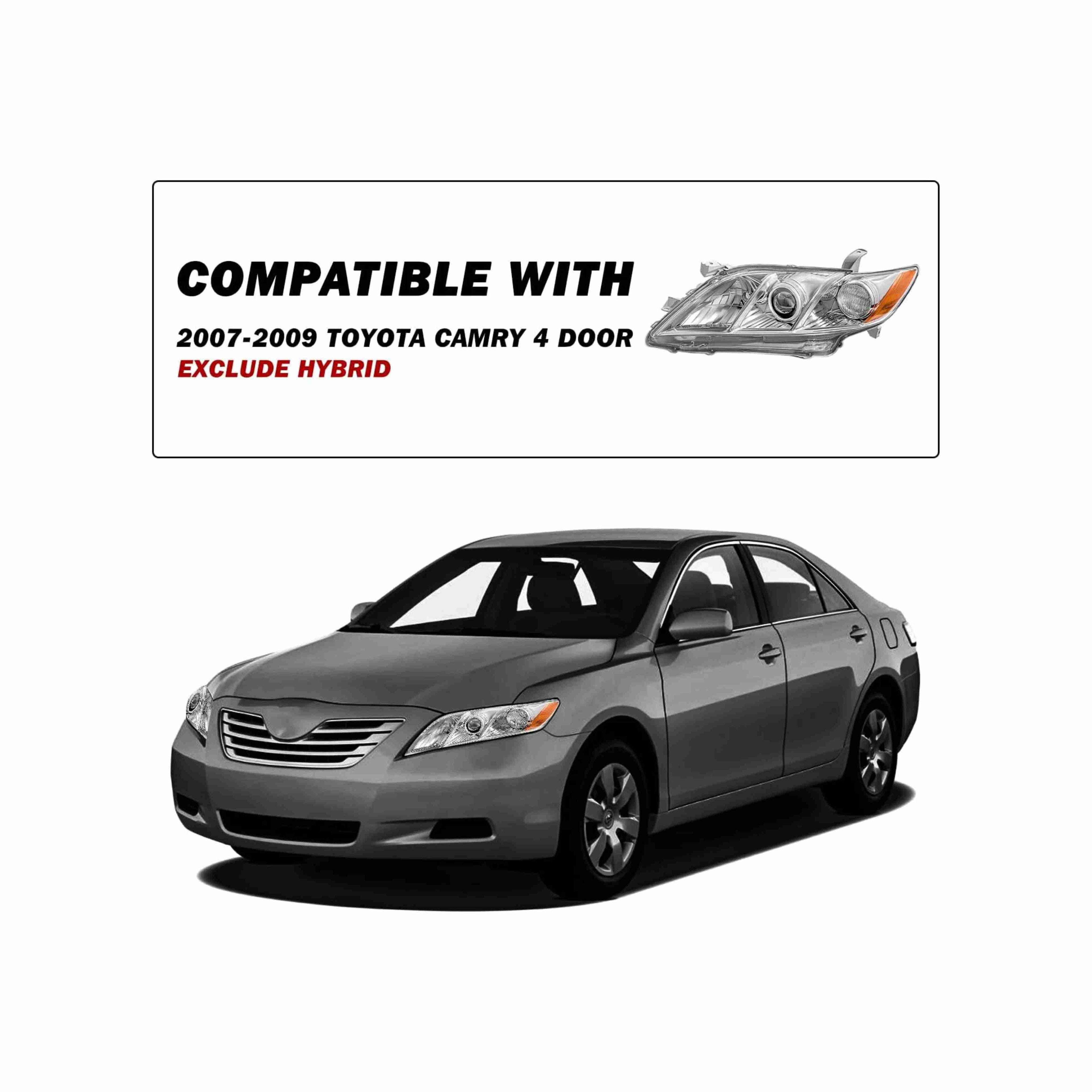 For 2007-2009 Toyota Camry Projector Headlight Chrome Clear Lamp Right+Left