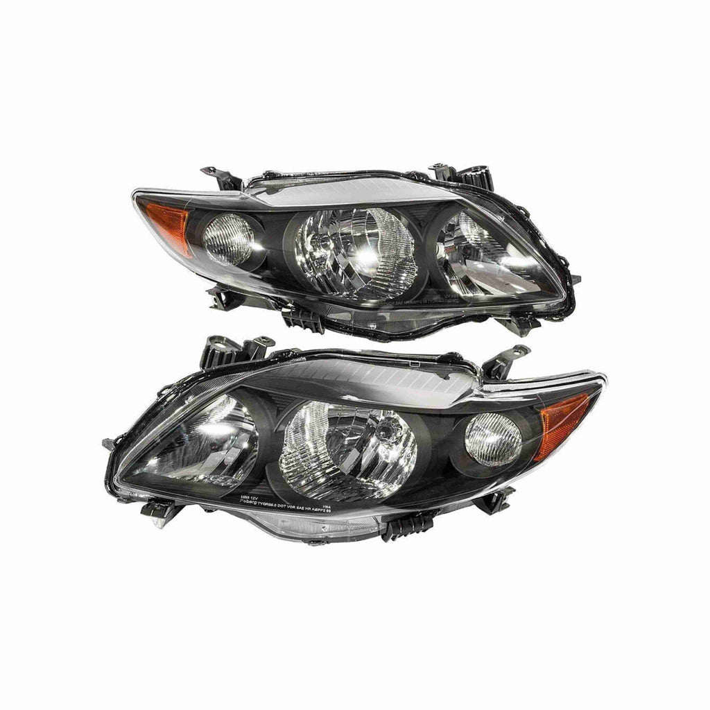 For 2009-2010 Toyota Corolla Clear Lens Headlights HeadLamps Housing Black Left+Right