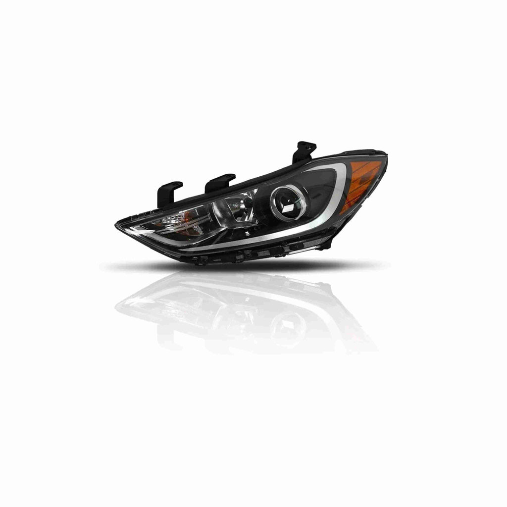 For 2017-2018 Hyundai Elantra Halogen Clear Lens Headlight HeadLamp Housing Black W/Bulb Left+Right