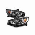For 2016-2021 Honda Civic Led Light Housing Black Headlamp Clear Lens Headlight Halogen Left+Right