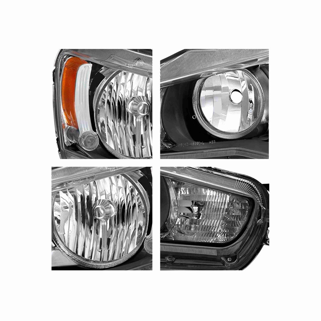 For 2008-2017 Mitsubishi Lancer EVO Headlights Lamps Black Halogen Left+Right