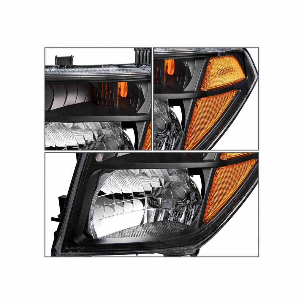 For 05-08 Nissan Frontier 05-07 Pathfinder Black Housing Headlamp Clear Lens Headlight Left+Right