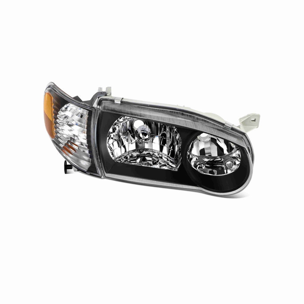 For 2001-2002 Toyota Corolla JDM Clear Lens Headlight Headlamp Housing Black+Corner Lights 4 Pc Left+Right