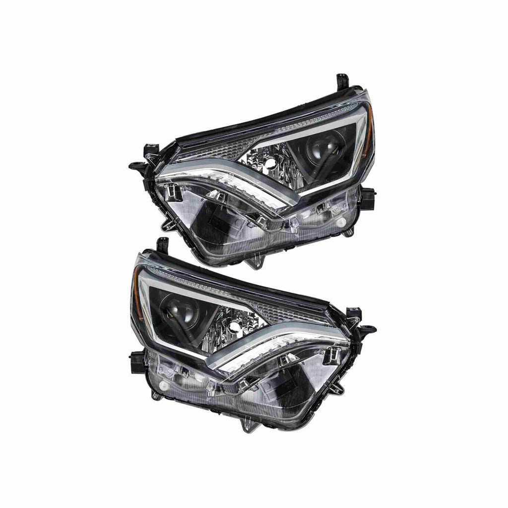 For 2016-2018 Toyota RAV4 Headlights Black Headlamp Assembly Halogen Left+Right