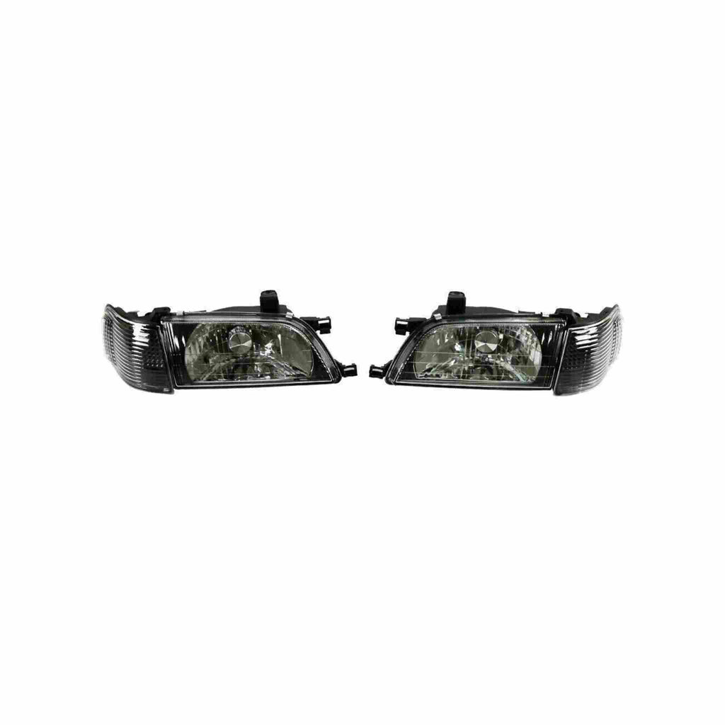 For 1995-1999 Toyota Tercel Headlight Clear Lens HeadLamp Black Set Left+Right