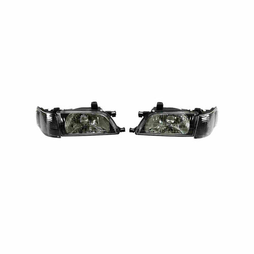 For 1995-1999 Toyota Tercel Headlight Clear Lens HeadLamp Black Set Left+Right