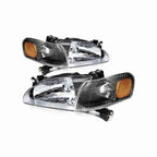 For 1998-2000 Toyota Corolla Black Housing Headlamp Clear Headlight Left+Right