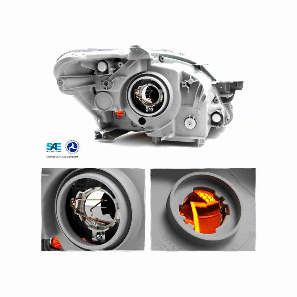 For 2007-2011 Toyota Yaris Sedan Clear Lens Headlight Assembly Headlamp Housing Black Left+Right
