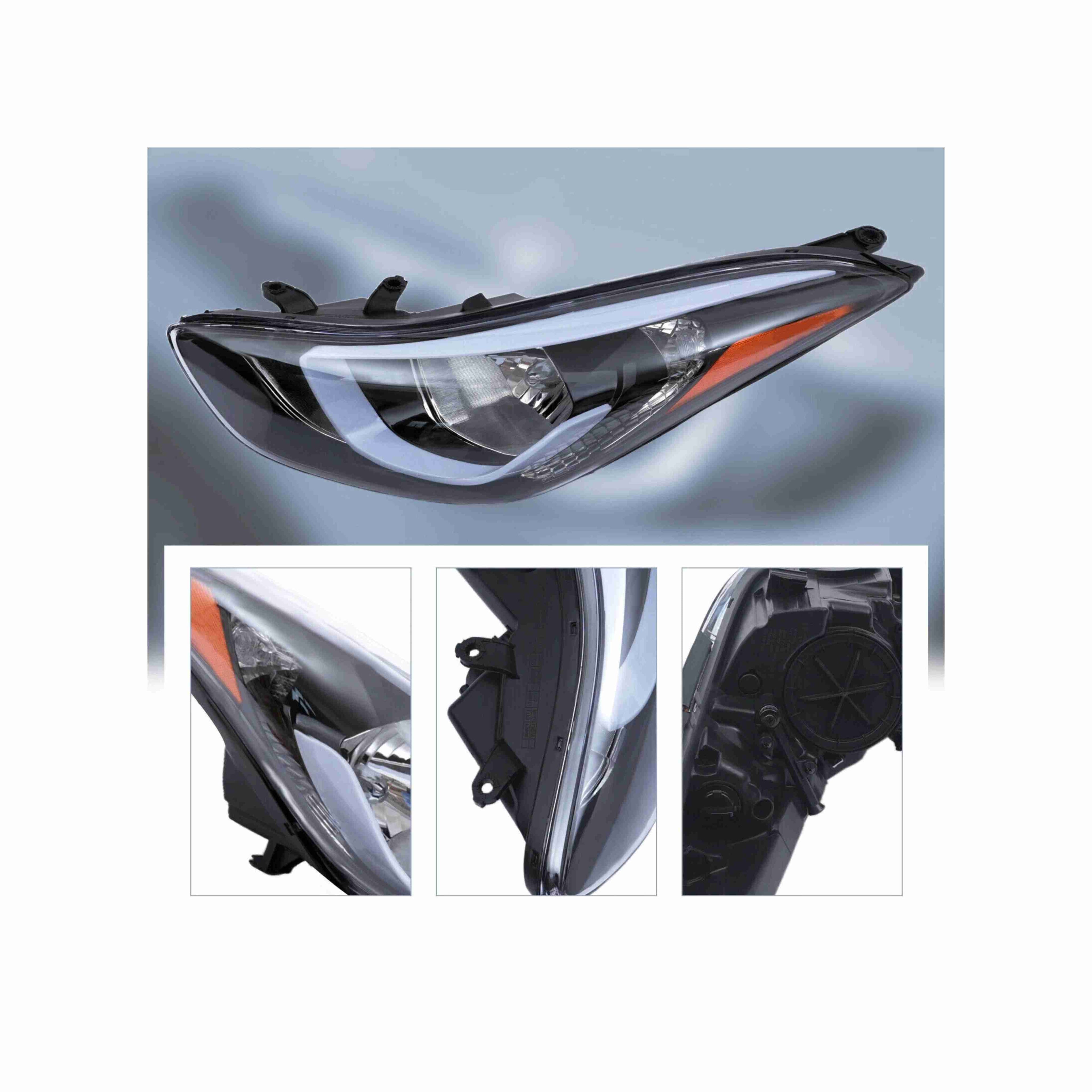 For 2014-2016 Hyundai Elantra Housing Black Headlamp Assembly Clear Lens Headlight Left+Right