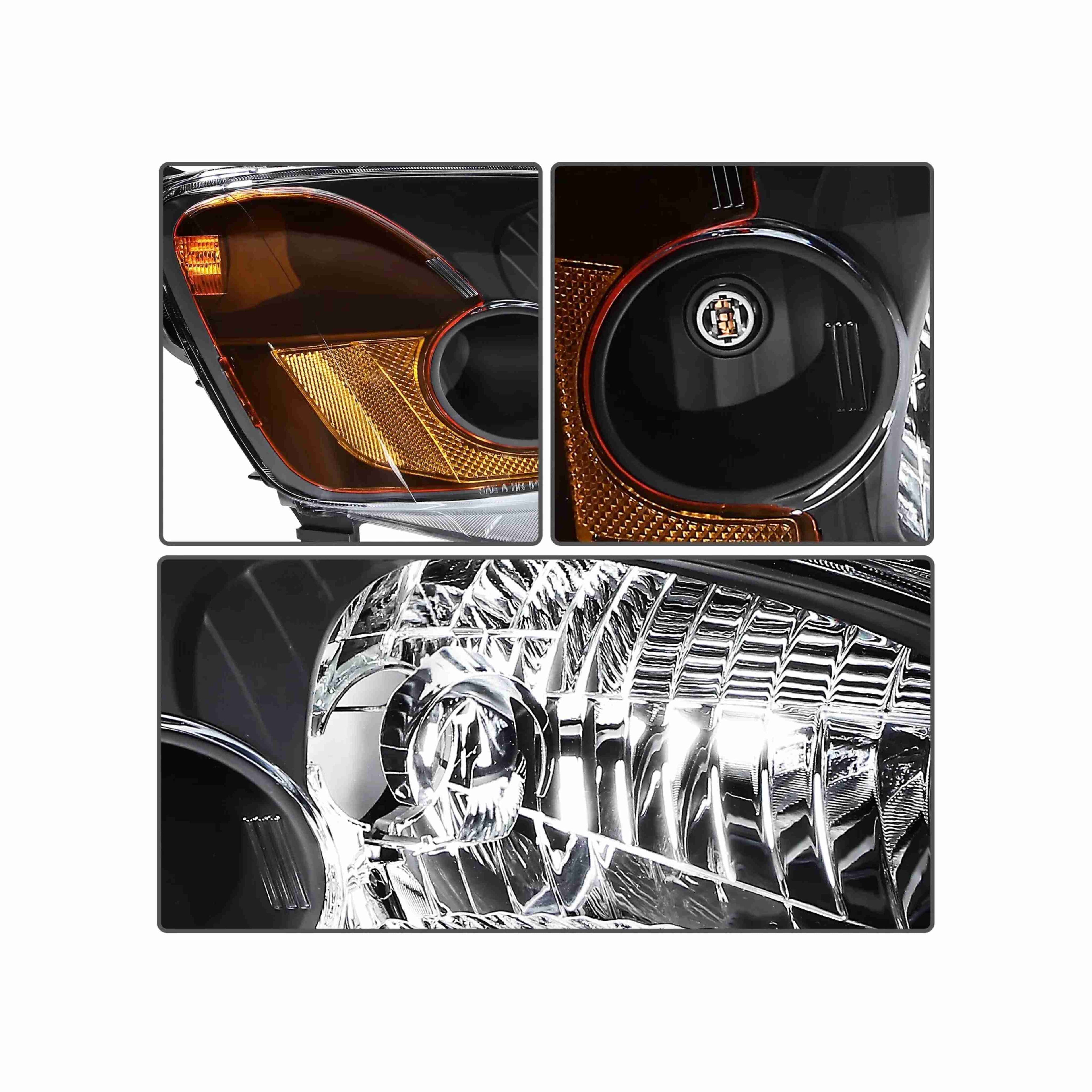 For 2001-2003 Honda Civic 2 Dr Coupe 4 Dr Sedan Clear Lens Headlights Assembly Black Housing Lamps Left+Right