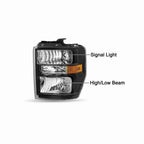For 2008-2019 Ford E-350 Super Duty 08-14 E-150 Headlight Lamp Black Left+Right