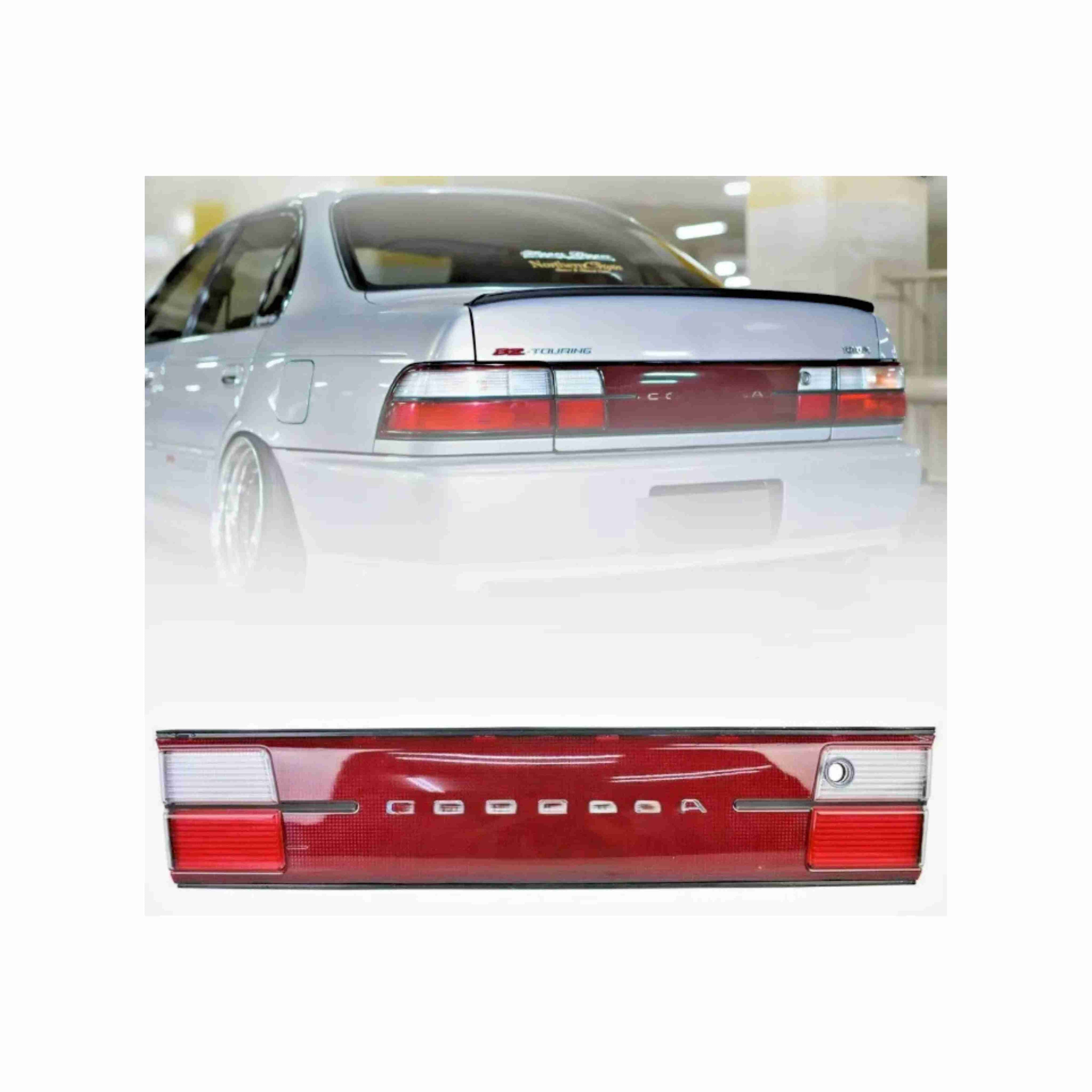 For 1993-1997 Toyota Corolla AE102 AE100 JDM Taillight Trunk Finish Center Panel Red and Chrome