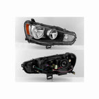 For 2008-2017 Mitsubishi Lancer EVO Headlights Lamps Black Halogen Left+Right
