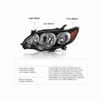 For 2011-2013 Toyota Corolla Black Housing Headlamp Clear Headlight Left+Right