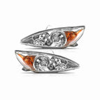 For 2002-2004 Toyota Camry Clear Lens Headlight Assembly Chrome Housing Headlamp Left+Right