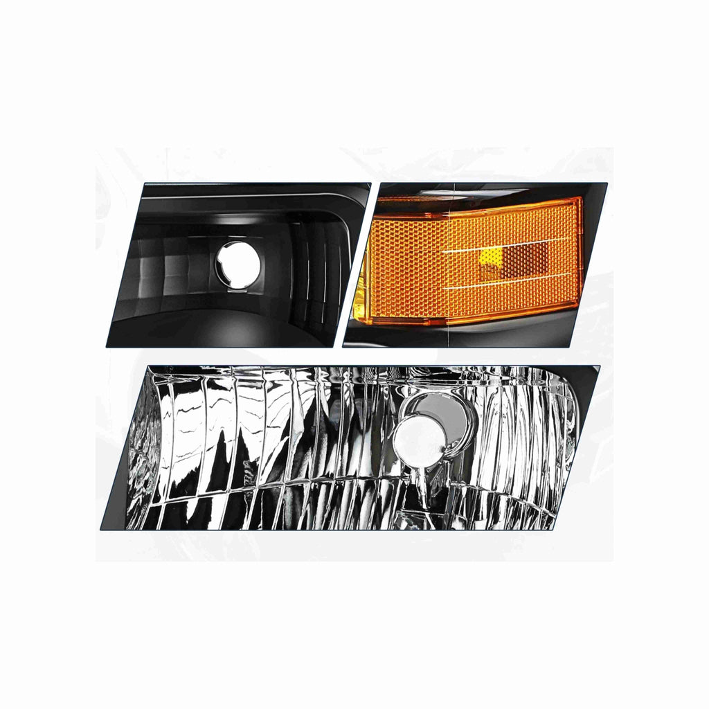 For 2008-2019 Ford E-350 Super Duty 08-14 E-150 Headlight Lamp Black Left+Right
