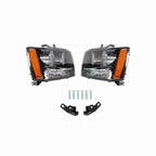 For 2007-2014 Chevrolet Tahoe Suburban Avalanche Black Headlamps Clear Lens Headlights Left+Right