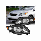 For 2009-2010 Toyota Corolla Clear Lens Headlights HeadLamps Housing Black Left+Right