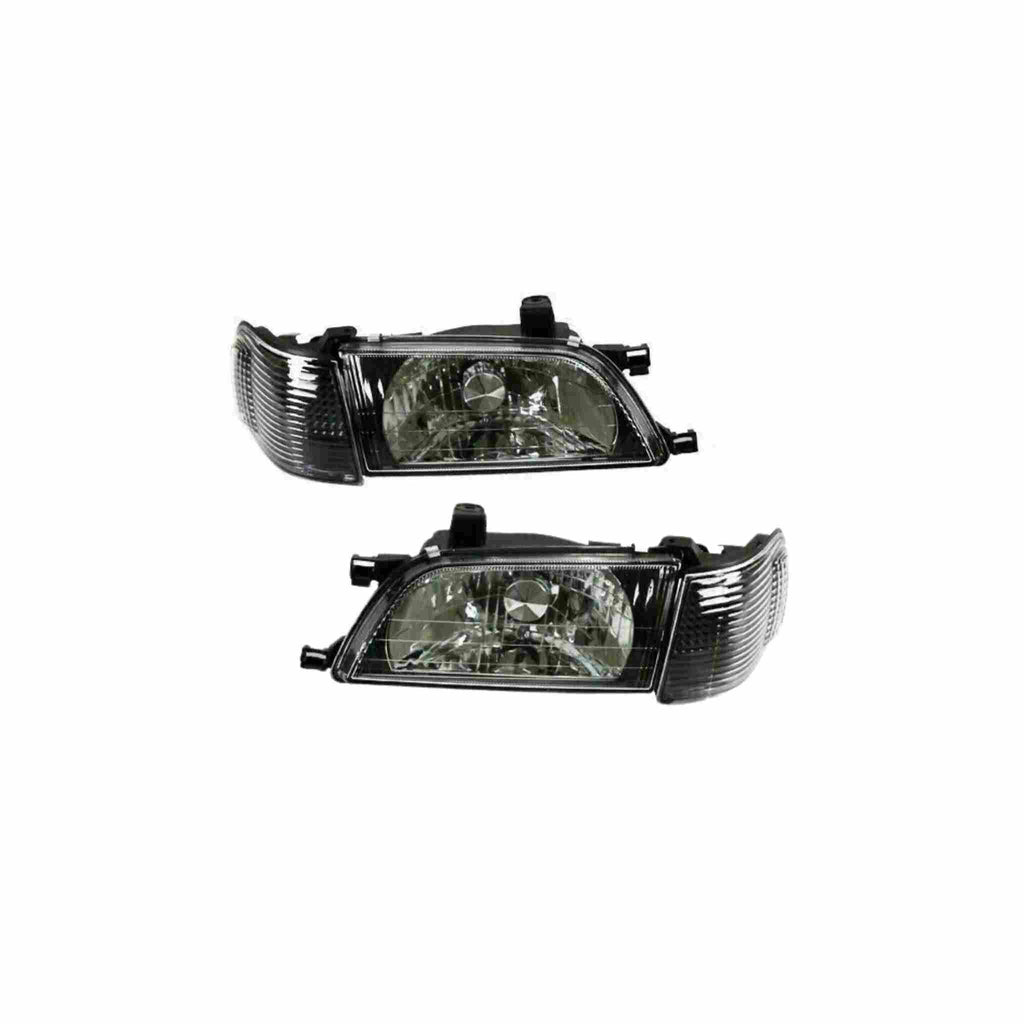 For 1995-1999 Toyota Tercel Headlight Clear Lens HeadLamp Black Set Left+Right
