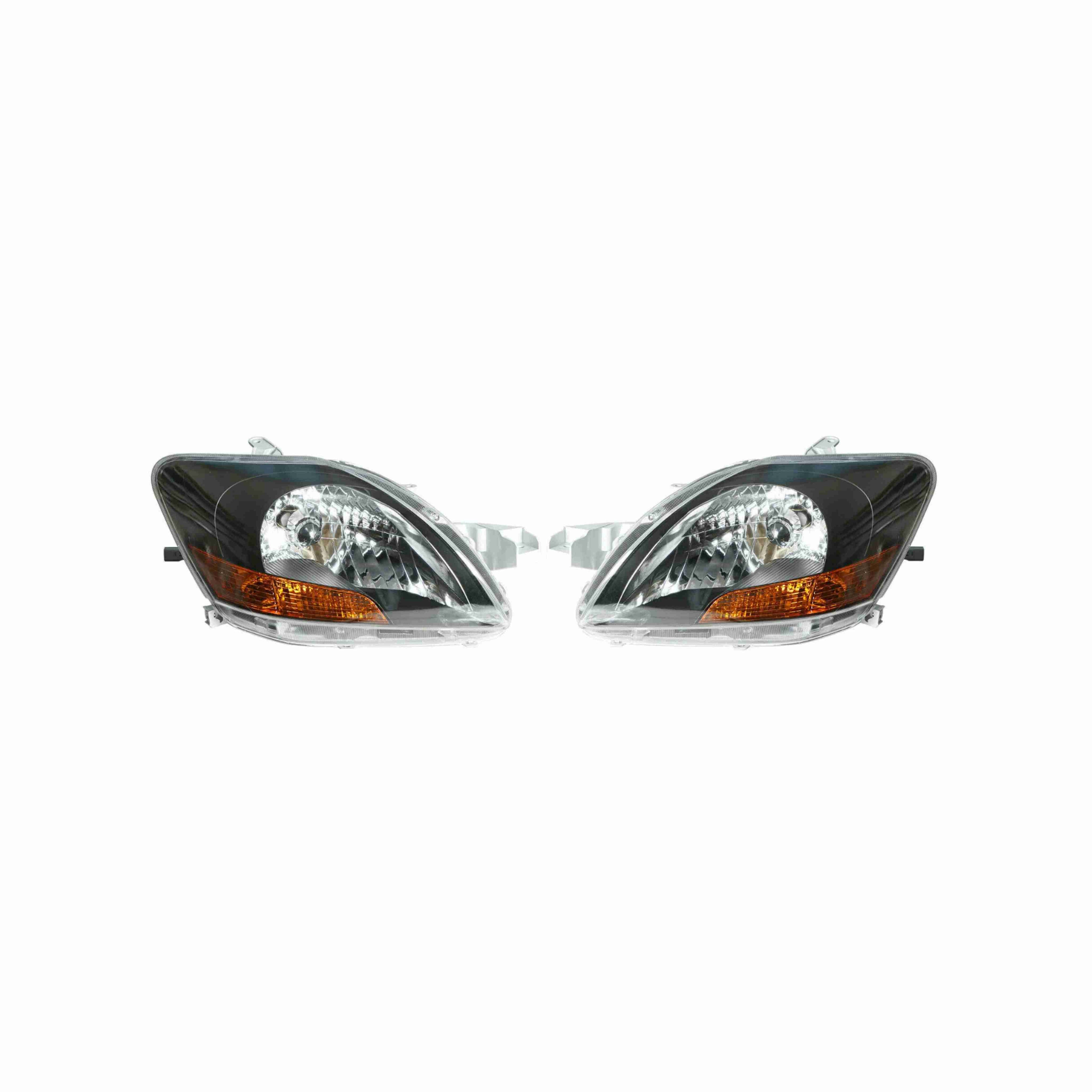 For 2007-2011 Toyota Yaris Sedan Clear Lens Headlight Assembly Headlamp Housing Black Left+Right