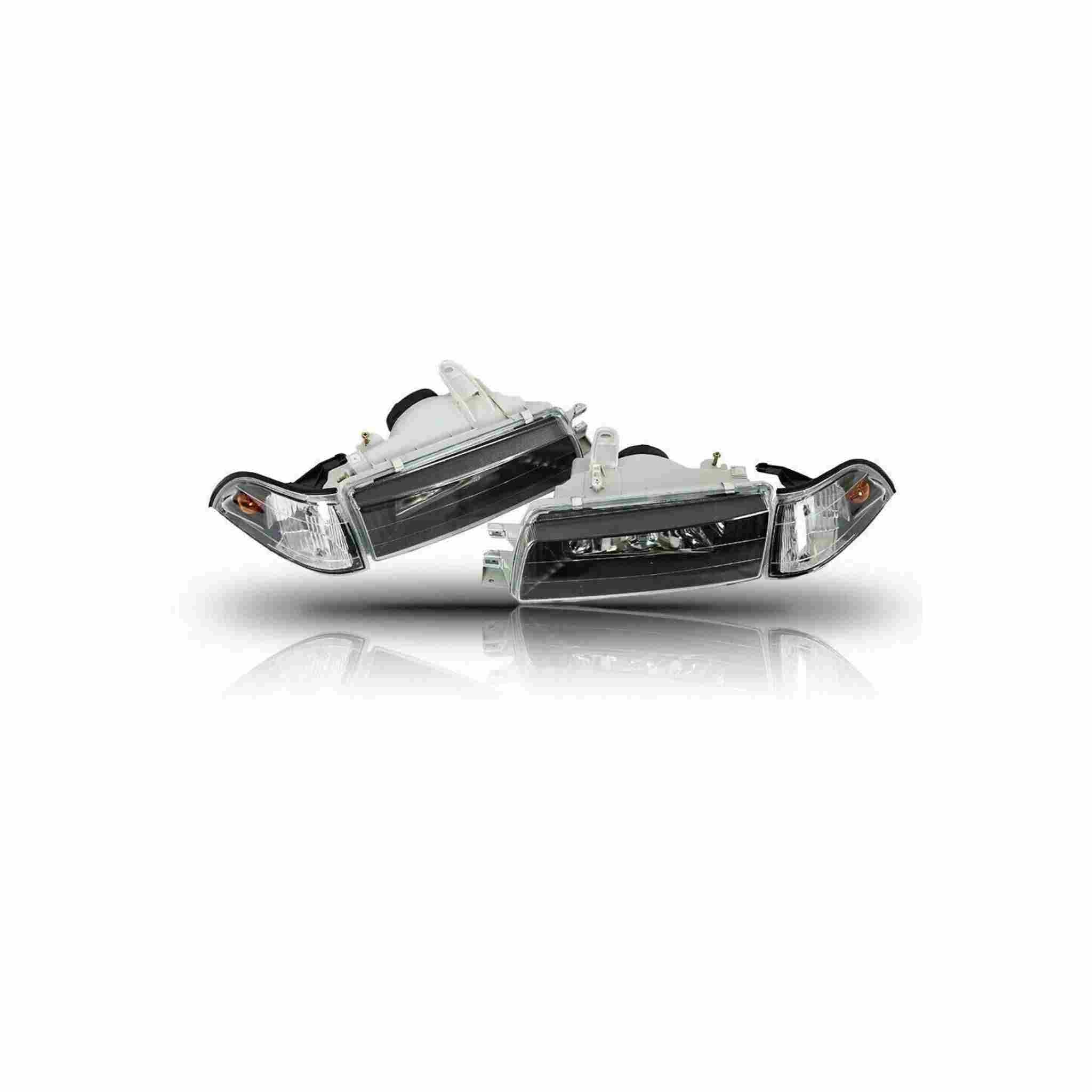 For 1988-1992 Toyota Corolla Sedan EE90-E92-AE90 Headlight Black Lamp Left+Right